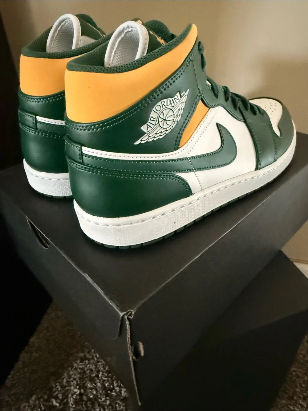 Jordan Mid-Top Sneakers in Green, White & Yellow - Picture 2 of 5